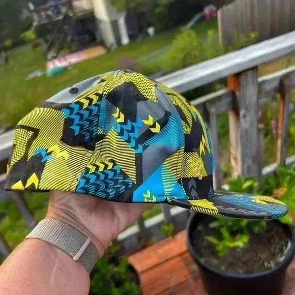 ELEMENT Crowns Skateboard Baseball Cap Hat Blue/Black/Yellow Graphic Flexfit - Picture 5 of 6